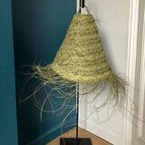Wicker Lampshade - Flat Raffia Lampshade, Straw Hanging Lamp