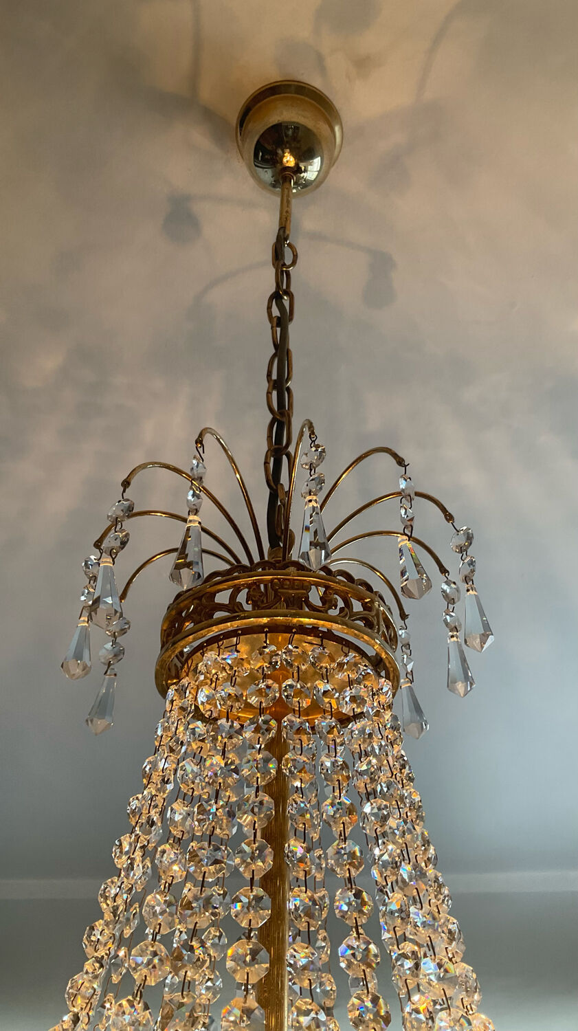 Bronze hot air balloon chandelier and crystal tassels