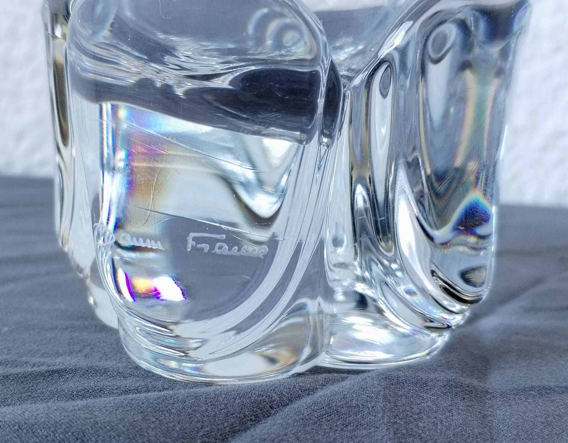 Vintage trumpet vase in crystal signed Daum France 21cm