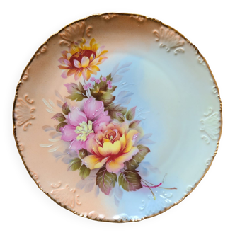 Limoges porcelain plate painted and hand-enhanced