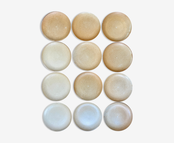Ensemble de 12 assiettes dessert gres