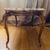 Coffee table with bronze base and marble top, Louis XV style, 20th century