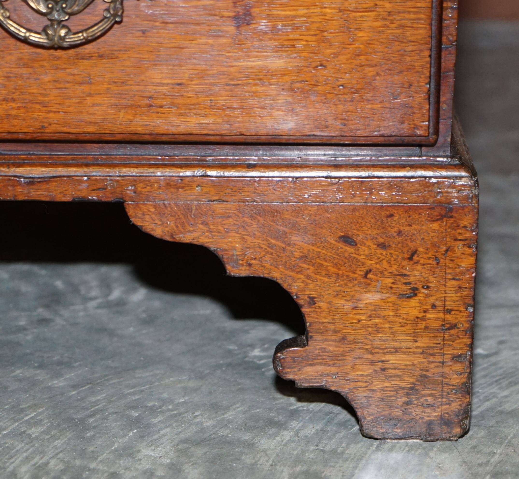 George III oak secretary bookcase circa 1760, Thomas Chippendale style.