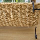 wicker and wrought iron magazine rack