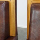 Set of 2 Sheepskin Leather Art Deco Design Armchairs