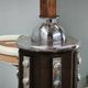 Large Art Deco Chrome, Wood and Glass Six-Light Chandelier, 1930s