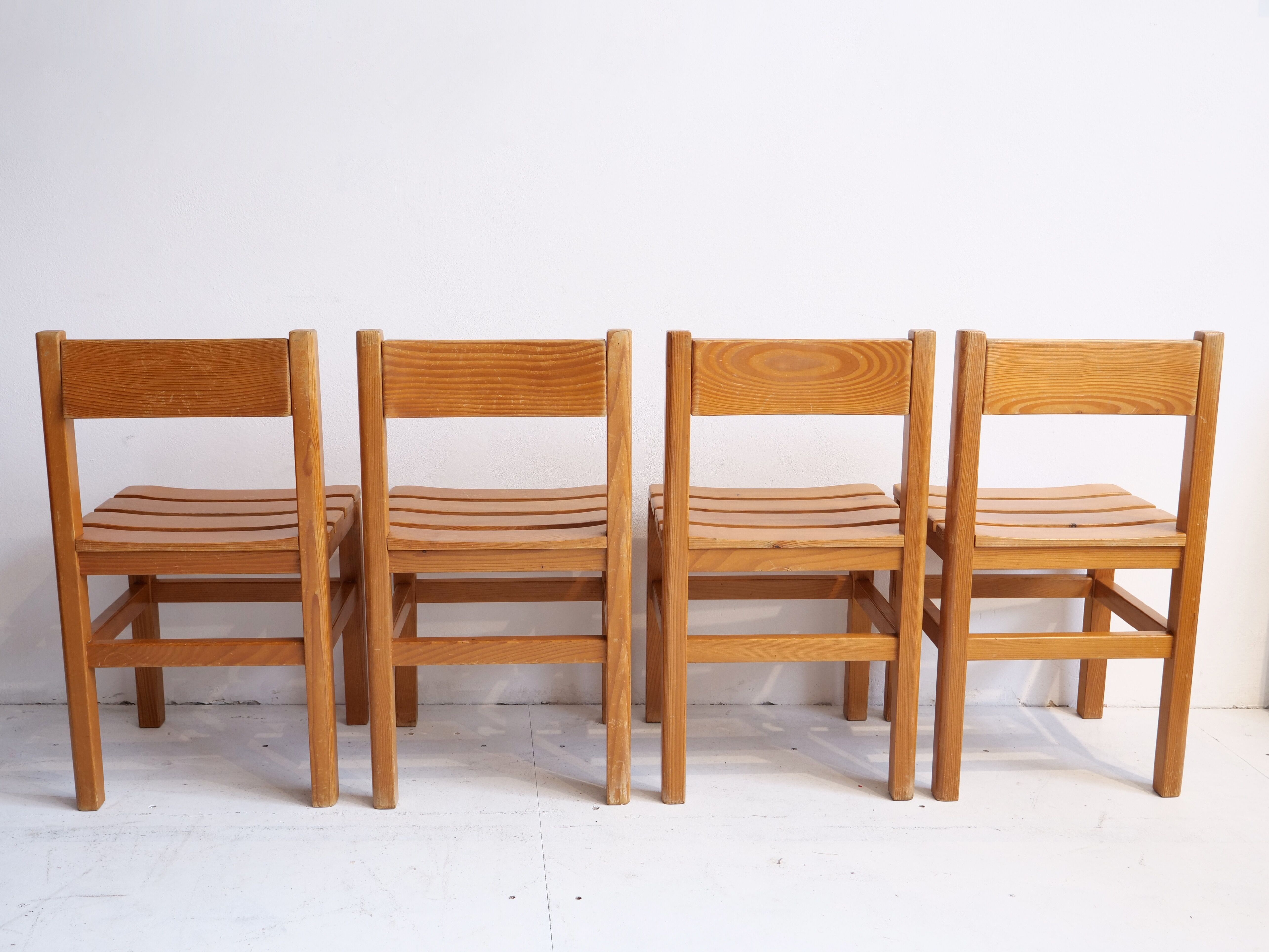 4 solid pine chairs