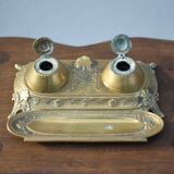 Carpe diem bronze inkwell, rocaille inkwell, office decor, collection, inkwell
