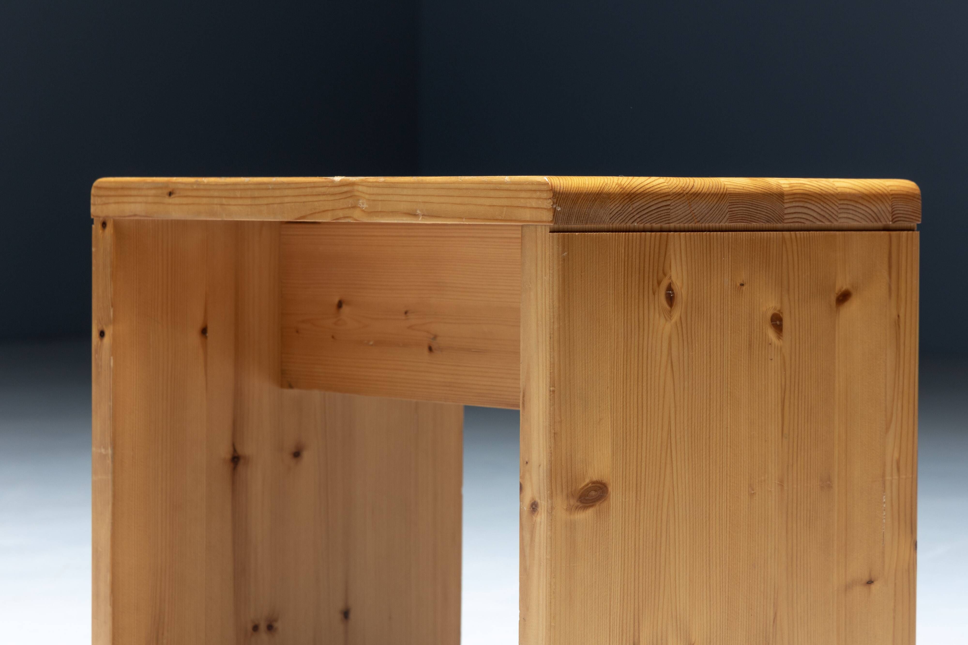 Pine Stool selected by Charlotte Perriand for Méribel, France, 1960s