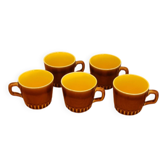 Lot de 5 tasses à café Digoin Sarreguemines