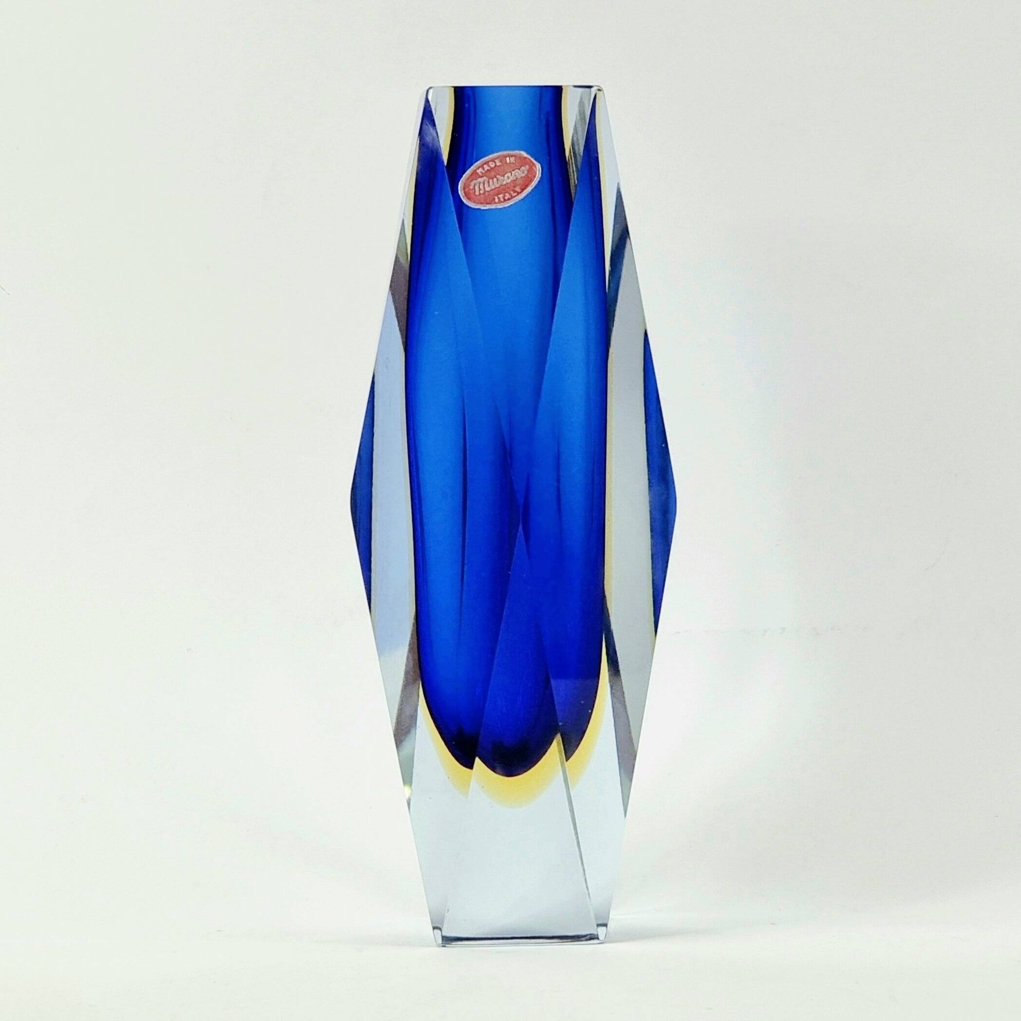 Mid Century Sommerso Murano Glass Vase By F. Poli For A. Mandruzzato, 1970s