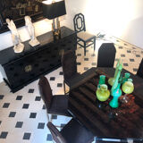 Black and gold lacquered buffet with Chinese handles, 1970