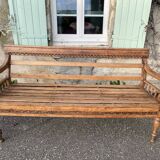 Carved teak bench
