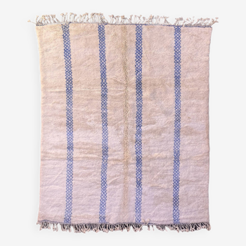 Tapis Marocain Beni M'Rirt blanc et blue - 239 x 315 cm