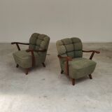 Pair of green Halabala armchairs by Druzba Bratislava B-609 year 59