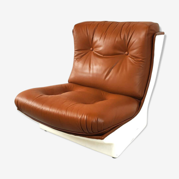 Fauteuil lounge en cuir de l'ère spatiale par Airborne International, 1970