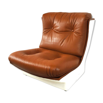 Fauteuil lounge en cuir de l'ère spatiale par Airborne International, 1970