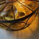 Vintage ceiling lamp amber crackle glass 1970s