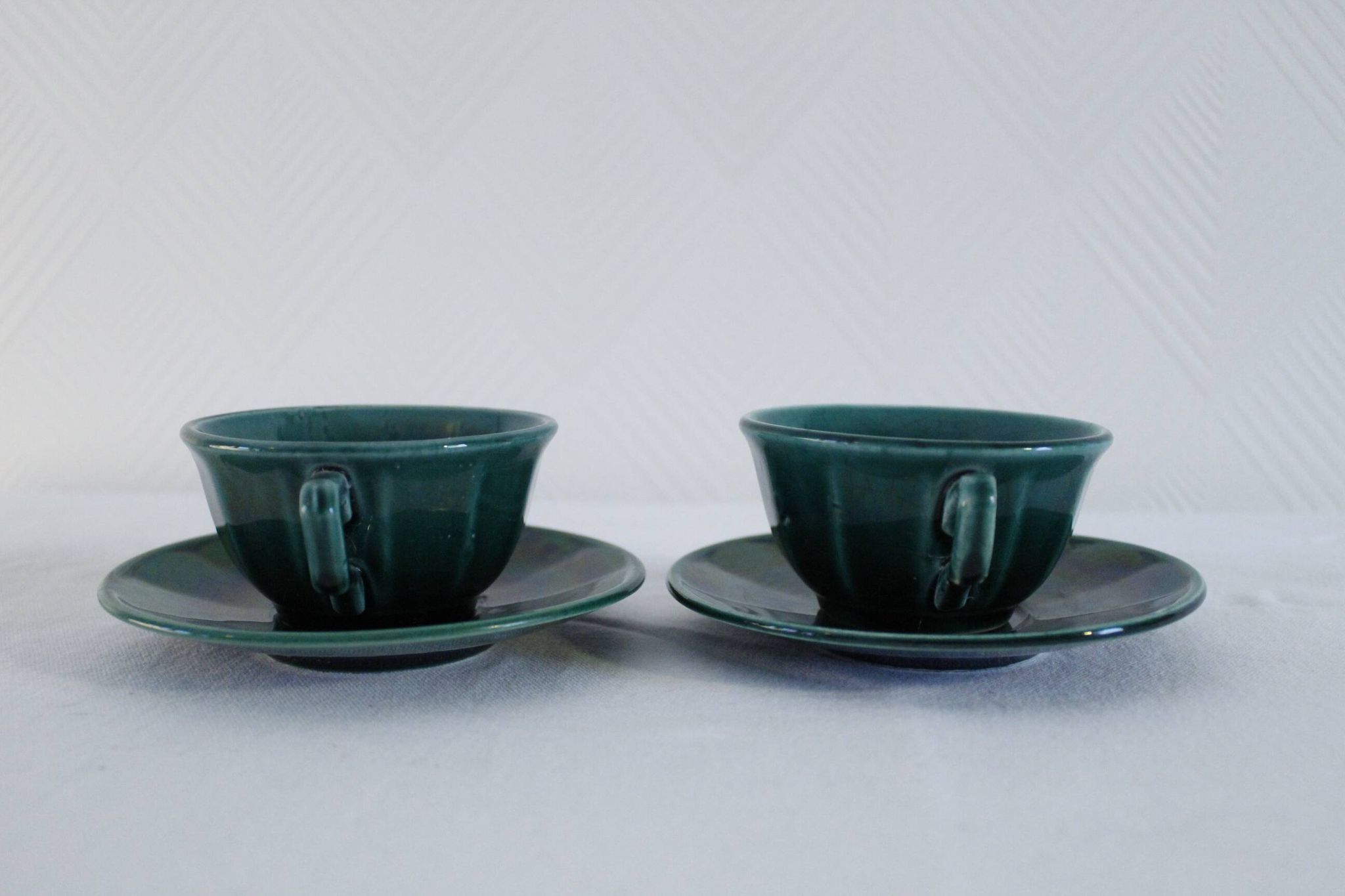 Lot de 2 tasses + soucoupes vintage vertes