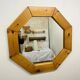 Large octagonal pine mirror, Scandinavian, 1980.