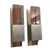 Paire d’appliques métal et plexiglas  1970