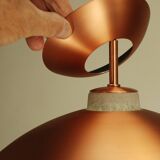 2 Danish pendant lights in copper and glass