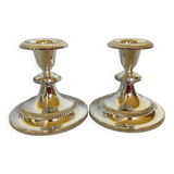 Pair of candlesticks silver chromed metal