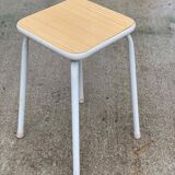 Tabouret bois et acier blanc
