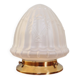 Art Deco ceiling light in transparent satin glass, 1920s-30s