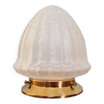 Art Deco ceiling light in transparent satin glass, 1920s-30s