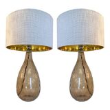 Pair of Contemporary Fumè Table Lamps Murano Glass