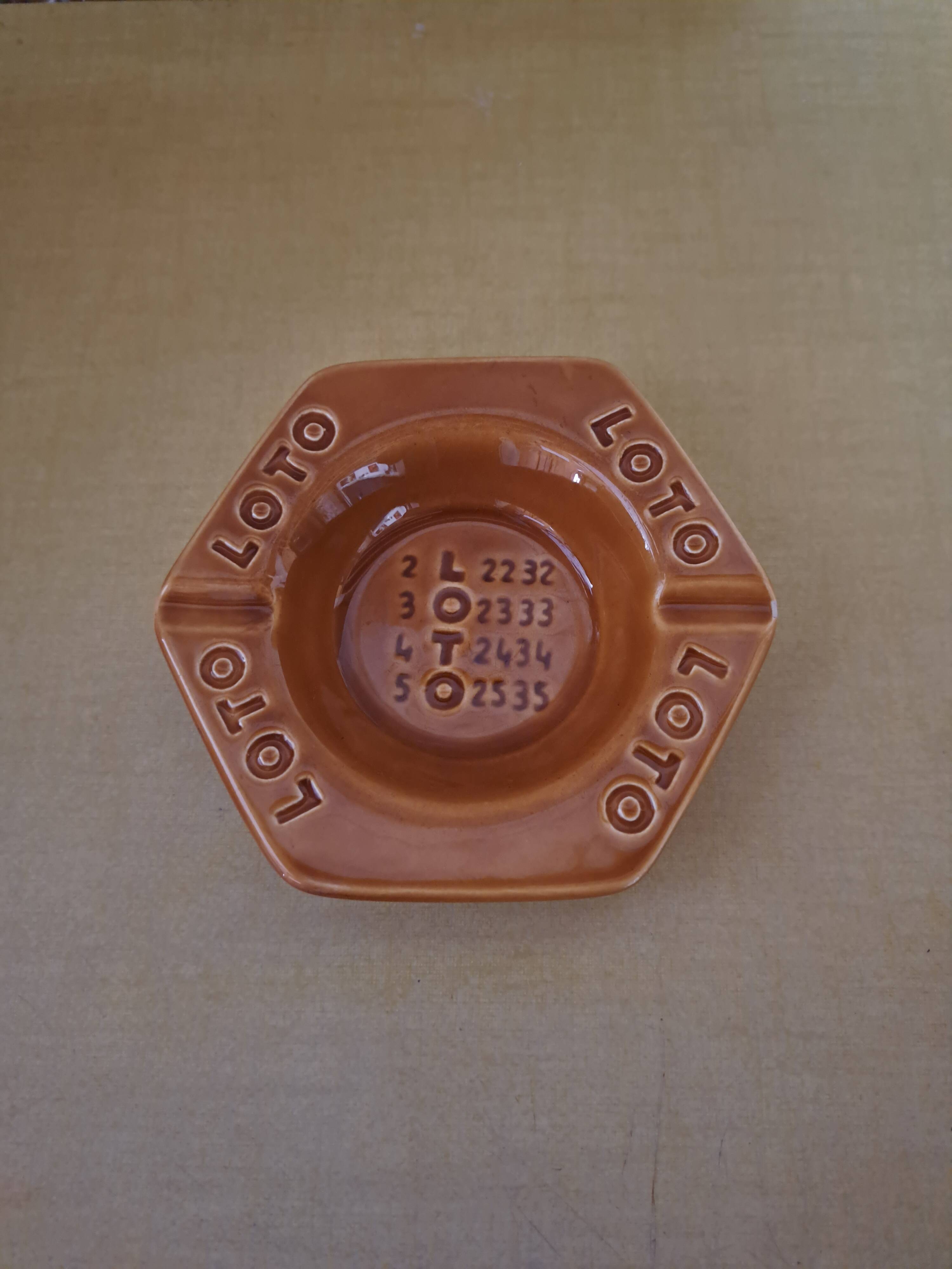 Vintage lotto advertising ashtray