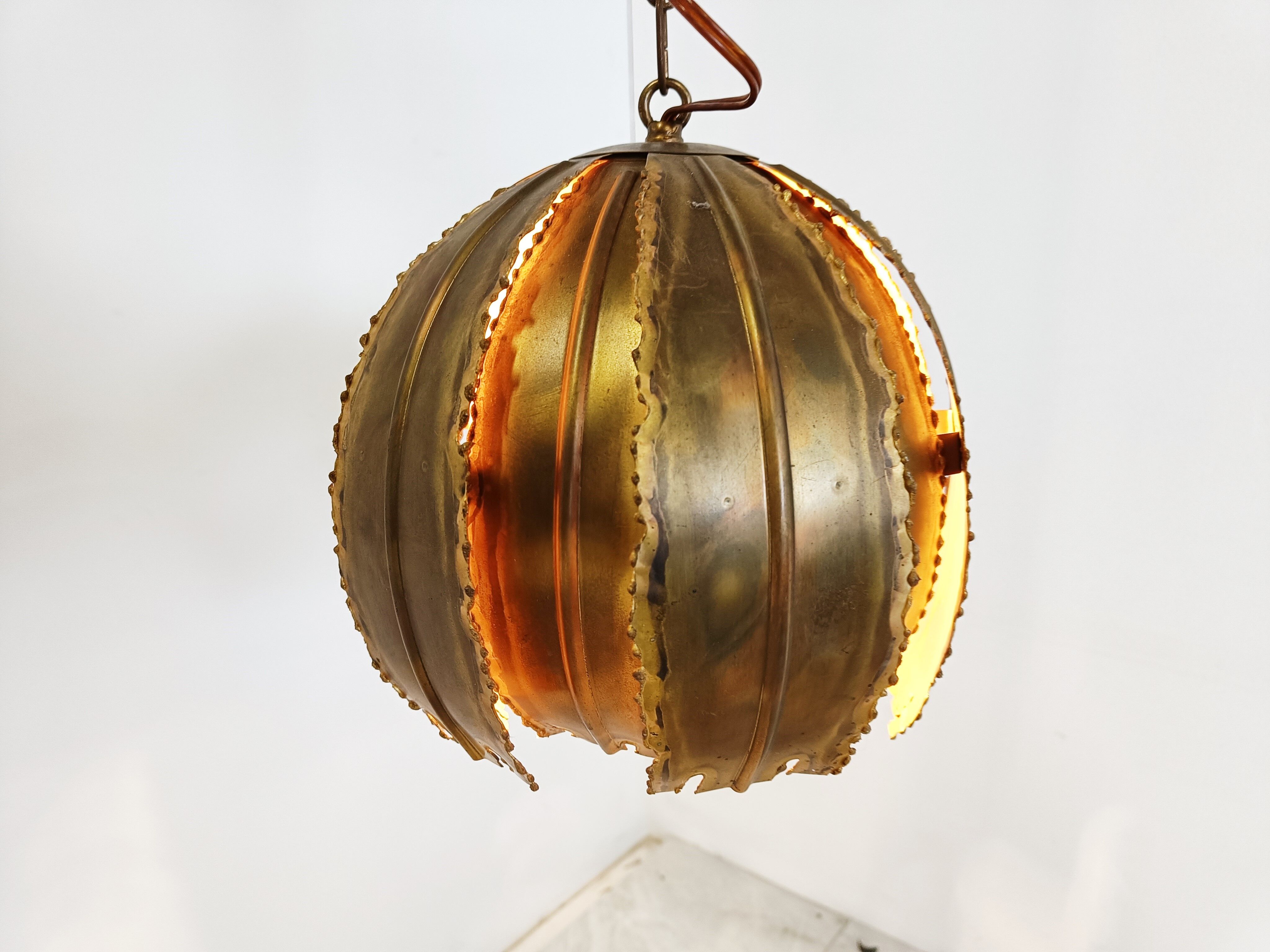 Vintage brass pendant light by Svend Aage for Holm Sorensen, 1960s