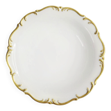 Antique shallow dish in gilded porcelain, Tirschenreuth, Bavaria, late 19th century.