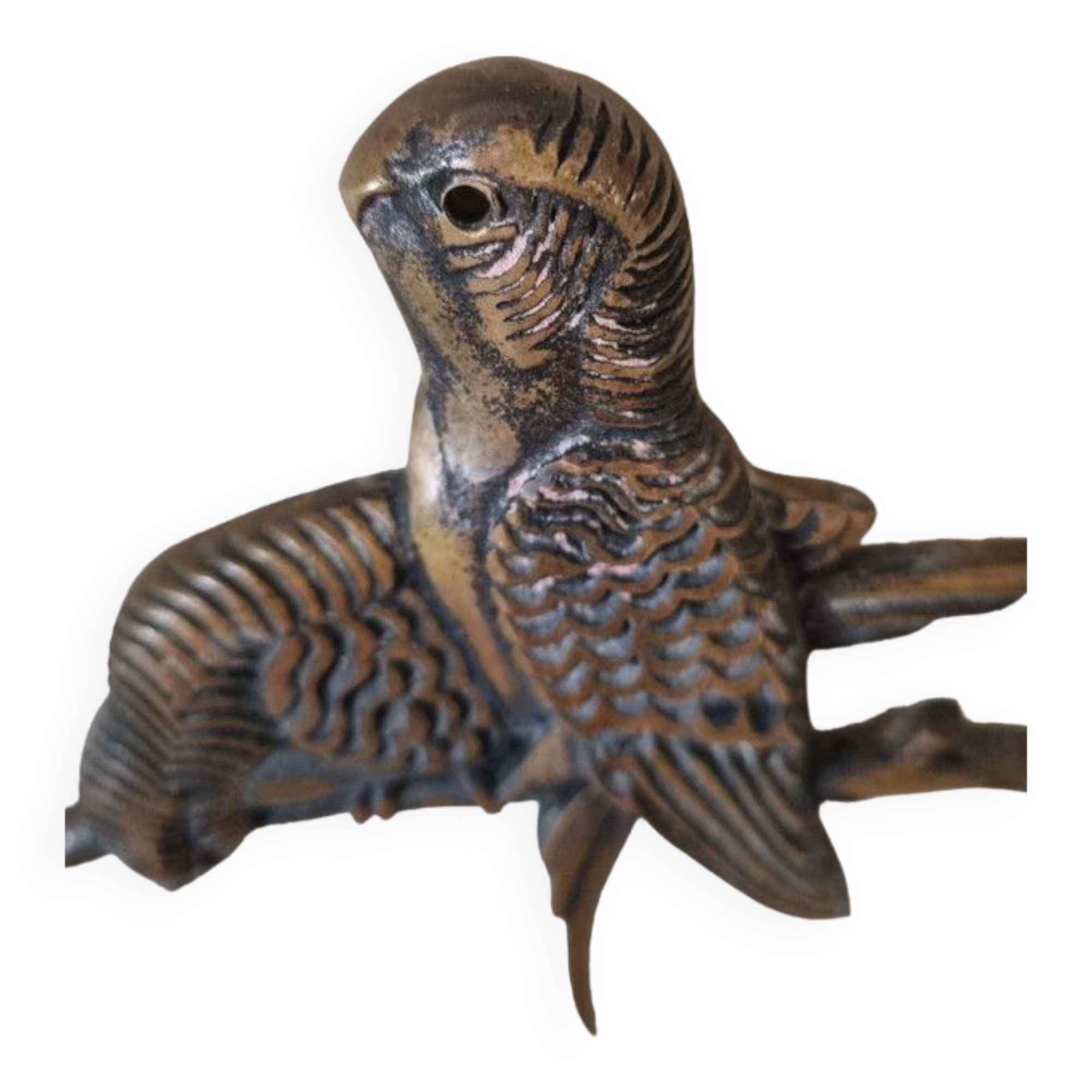 Set of two wall decorations exotic birds vintage brass