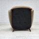 1970s, Danish armchair, green furniture velour, beech wood legs.