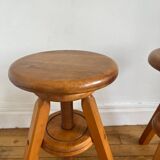 Pair of solid wood screw stools