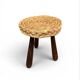 Tabouret tripode en chêne et paille Audoux et Minet 50’s