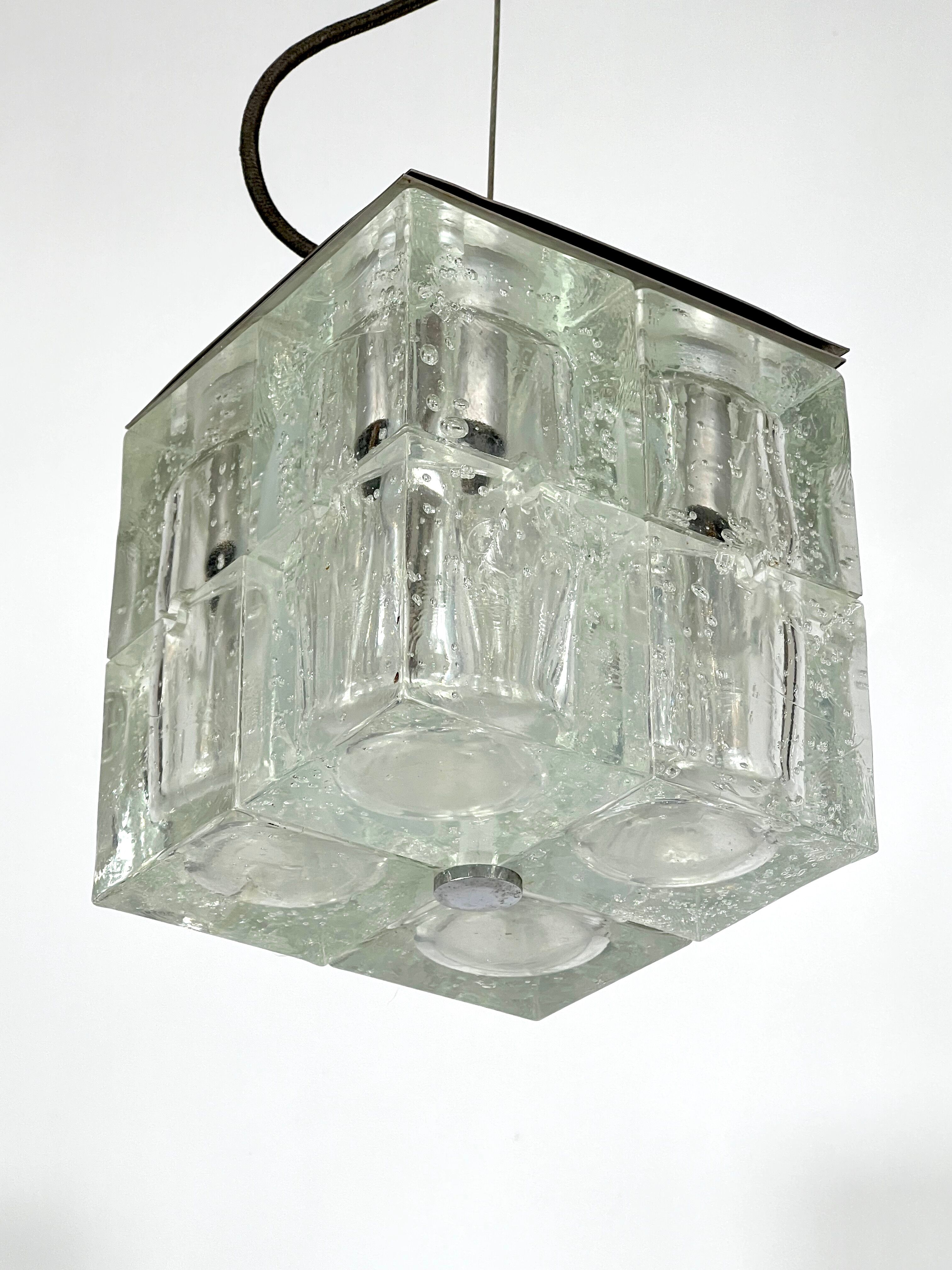 Poliarte, clear Murano glass pendant from 70s