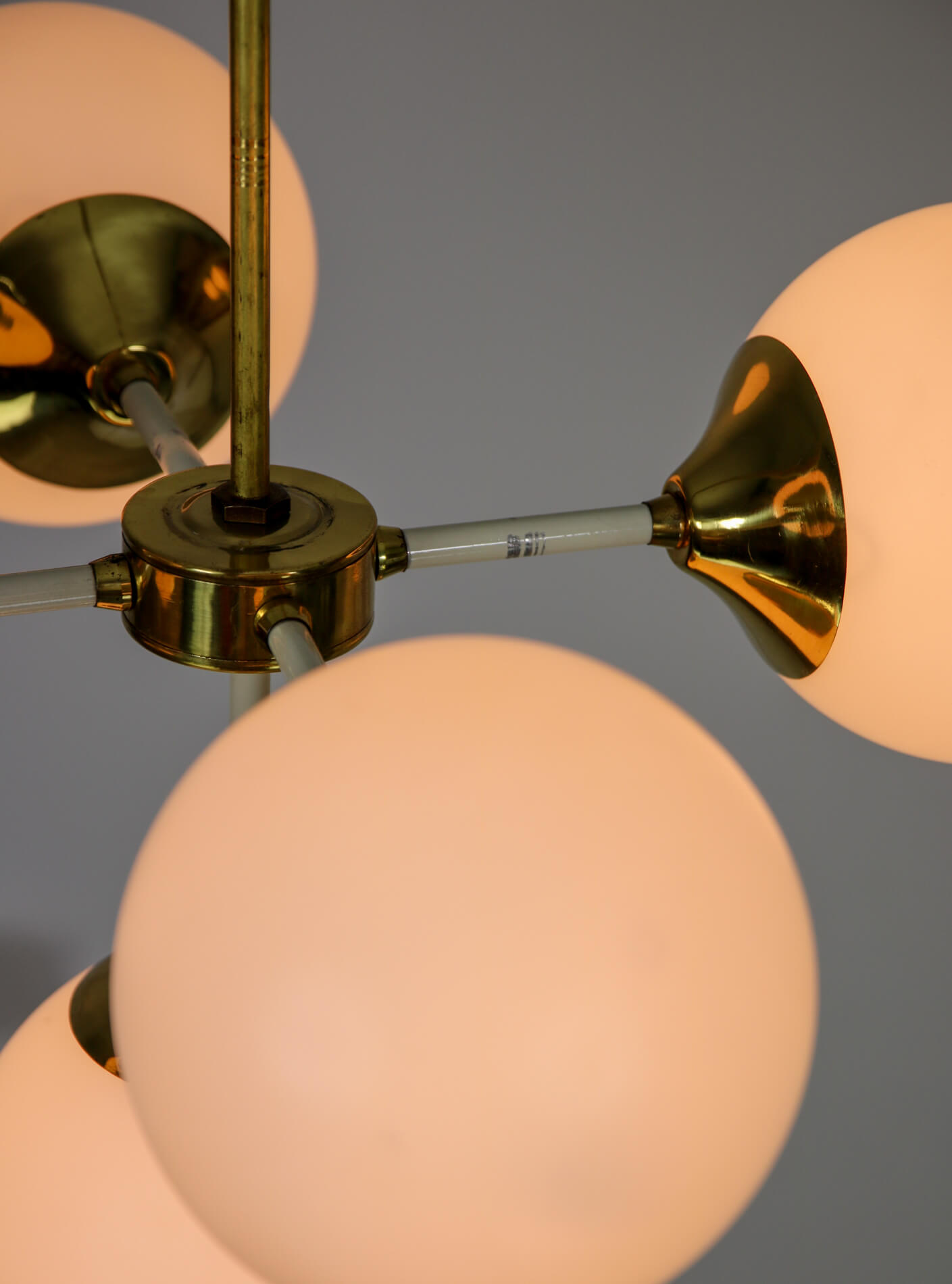 Lustre en laiton à 5 bras du milieu du siècle