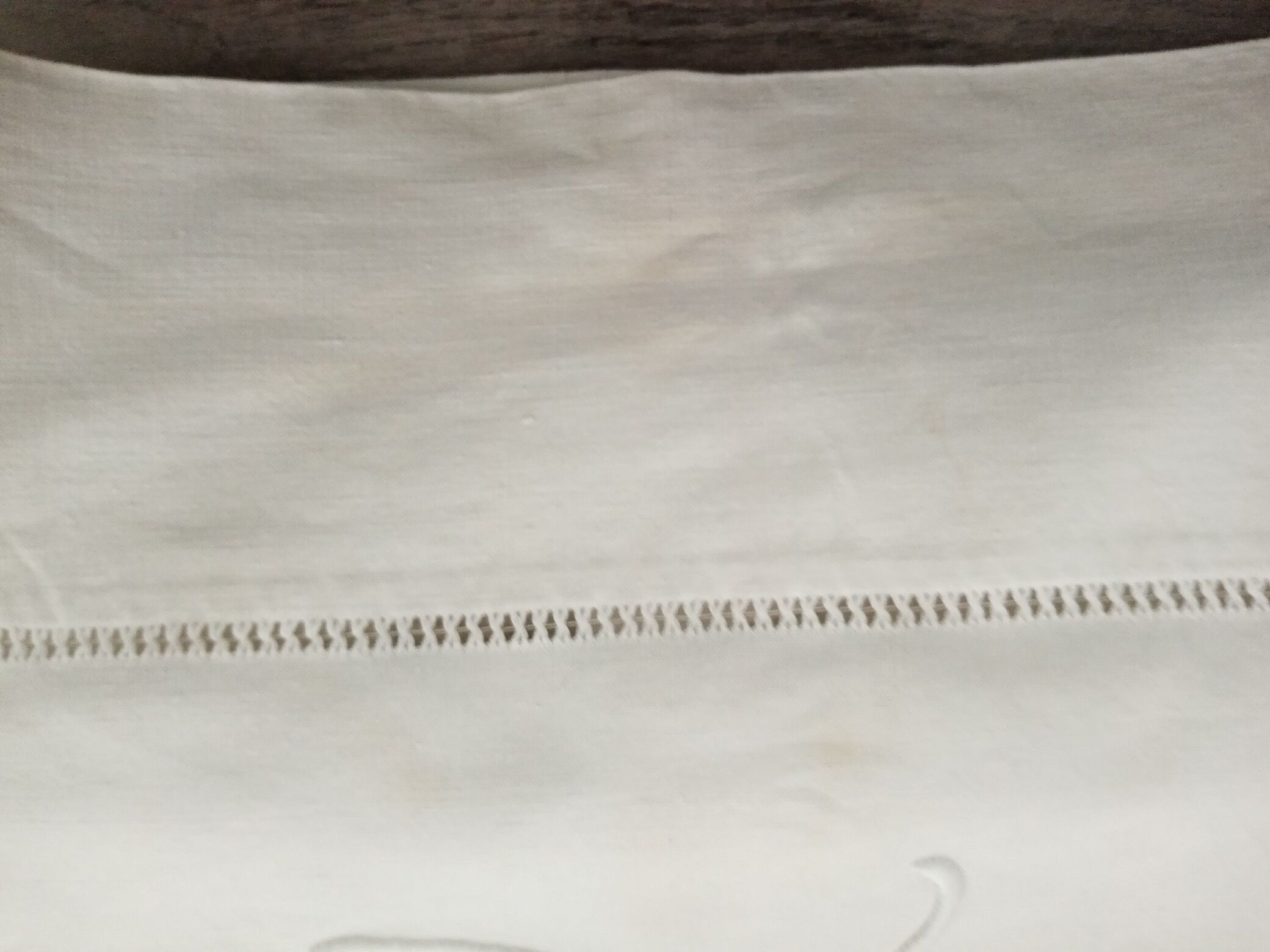 Old embroidered monogram EC métis sheet 300 x 200 cm Art Deco