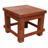 Old small Burmese teak workshop bedside table