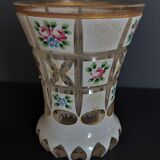 Vase with violets double cut glass nineteenth