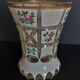 Vase with violets double cut glass nineteenth