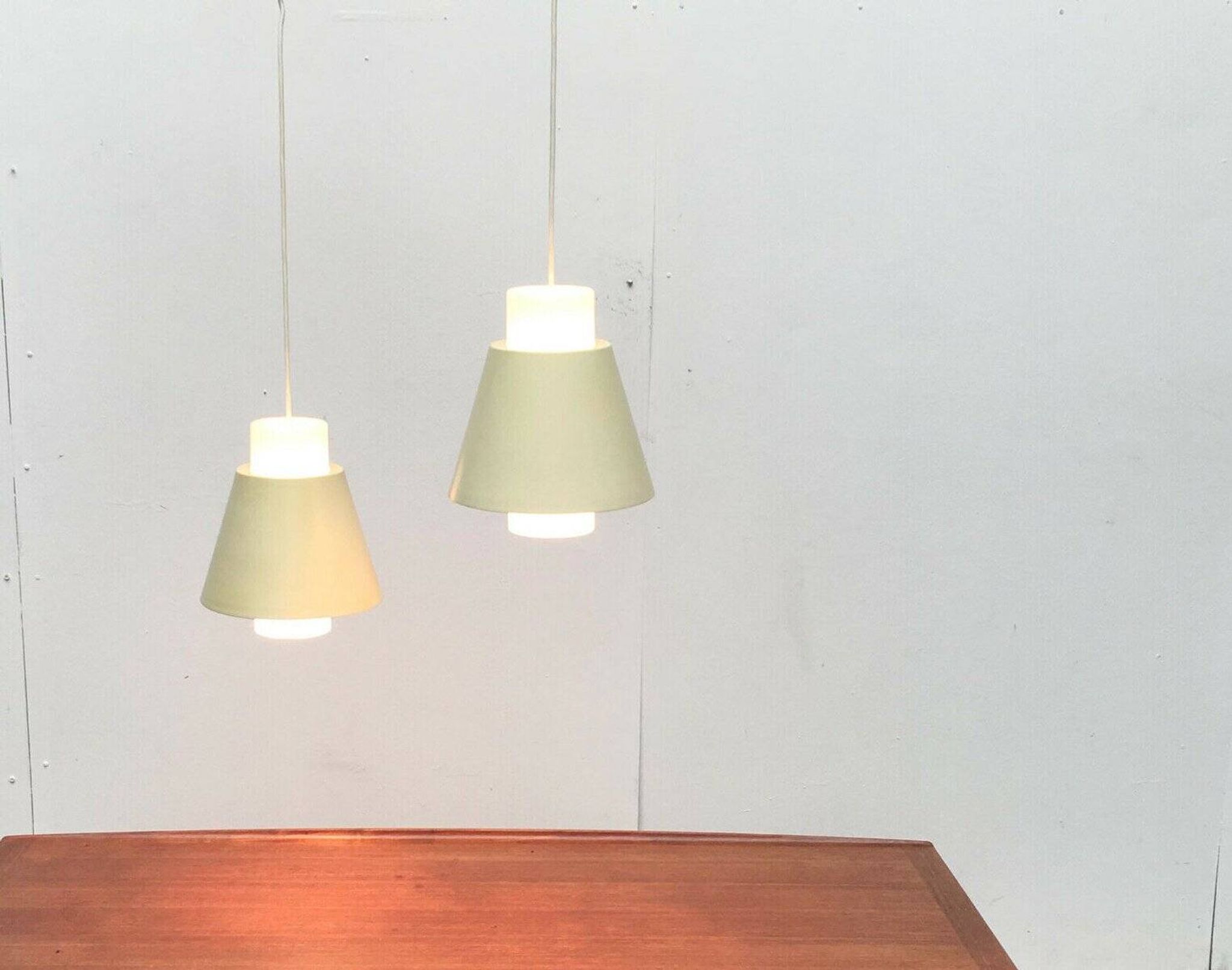 Glass and metal suspensions from the Mid-Century period, set of 2.