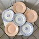 Lot de 6 assiettes plates dépareillées Digoin Sarreguemines  "Arroux" et rose poudré années 30-40
