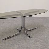 Space age coffee table in tubular and smoked glass, 60s-70s