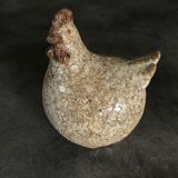 Poule in cracked and enamelled ceramic signed athezza