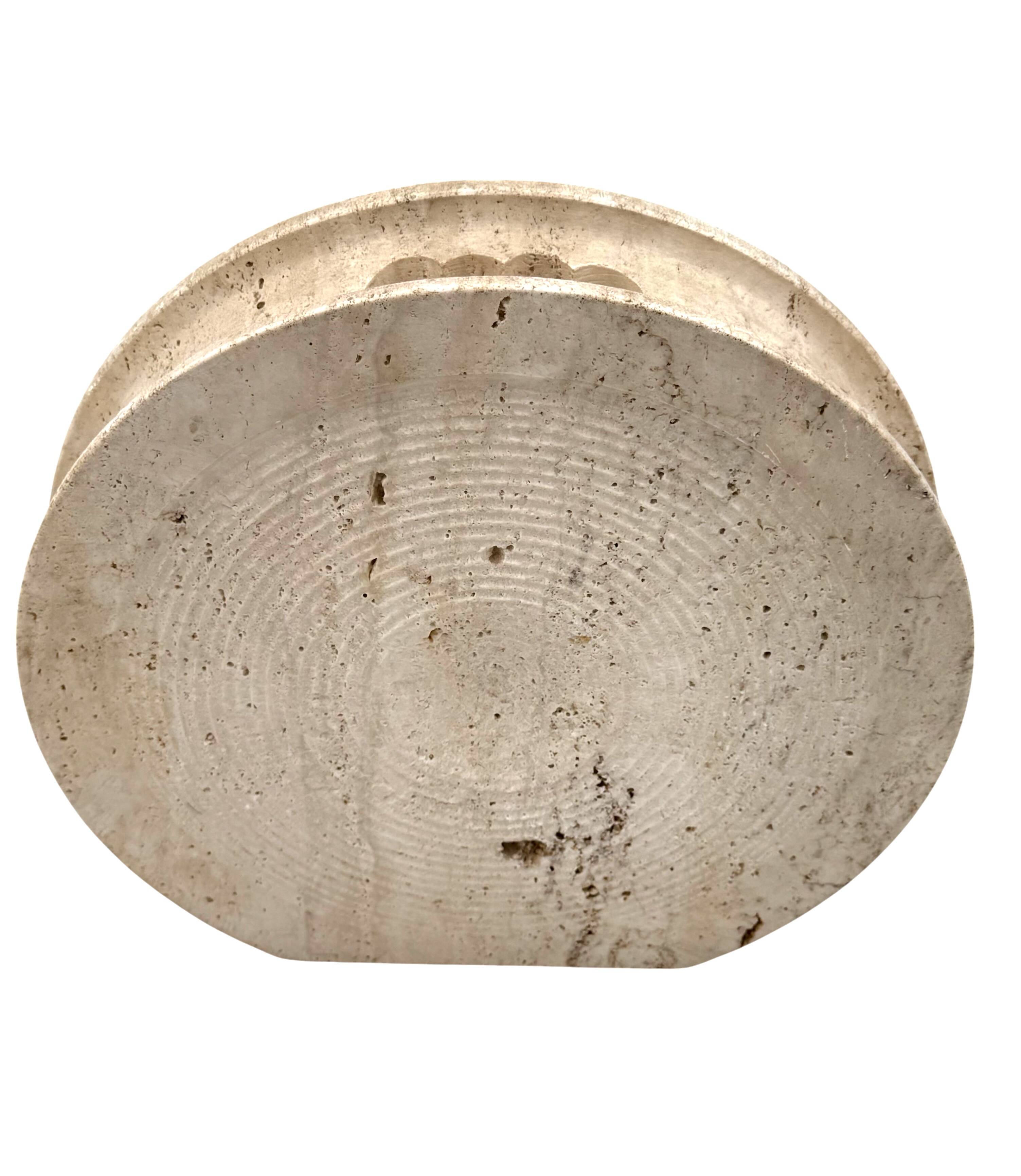 Mid-century modern travertine solifleur vase, Cerri Nestore, Italy, 1970s