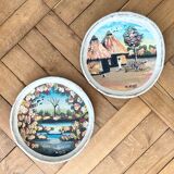 Wall composition of painted baskets